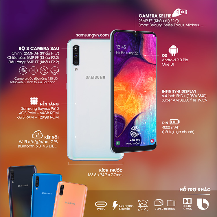 Điện Thoại Samsung Galaxy A50 (64GB/4GB) - Hàng Chính Hãng